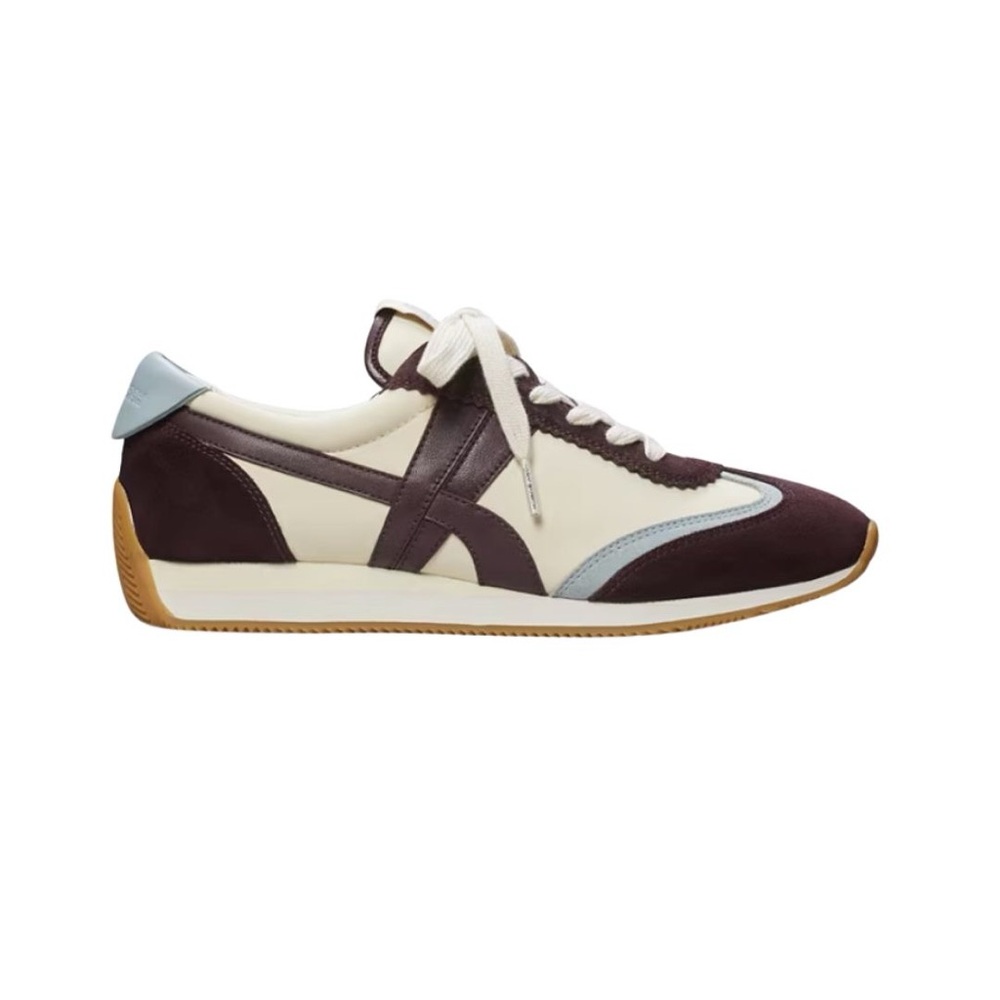 Tory Burch Hank Sneakers in cream, baby blue & burgundy size 7